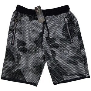 NWT Philipp Plein RARE Men's Sweat Jersey Shorts Camo Graphic Black Small